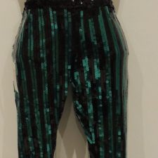 Turquoise and black sequin stripe crop top and leggings