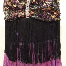 Black and purple fringe dress with gold sparkle bodice