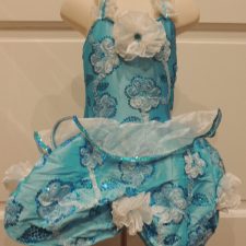 Turquoise and white tutu with large flower design