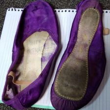 Purple satin ballet shoes