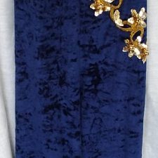 Blue velvet all-in-one with gold flowers