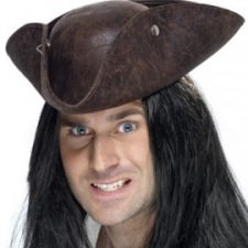 Brown leather tricorn hat
