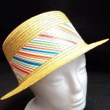 Straw hat with striped bow