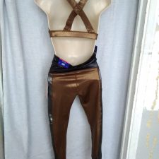Brown. silver and black iridescent crop top and leggings