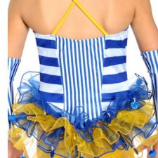 Blue, white and yellow stripe sailor skirted leotard