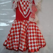 Red and white harlequin check tutu dress
