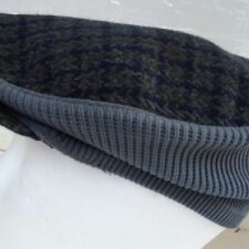 Blue and grey check cap