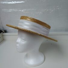 Straw hat with white band