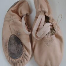 Pink leather split sole ballet shoes