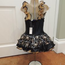 Black and gold tutu with flower design and rouched hem