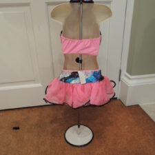 Pink, black and turquoise crop top and tutu skirt with firework sequin detail