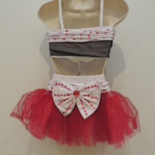 Red and white stripy sequin crop top and tutu skirt