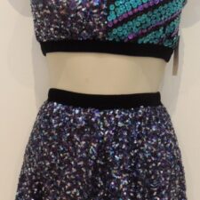 Turquoise and purple sparkle skirt and crop top