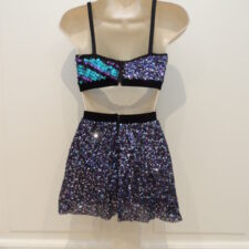 Turquoise and purple sparkle skirt and crop top
