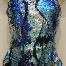 Blue, turquoise and white sequin halter neck top and bike shorts