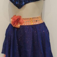 Orange and blue skirt and asymmetrical crop top