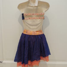Orange and blue skirt and asymmetrical crop top