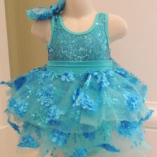 Turquoise sequin tutu with layered floral skirt