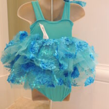 Turquoise sequin tutu with layered floral skirt