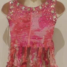Pink sequin top with shredded look fabric detail