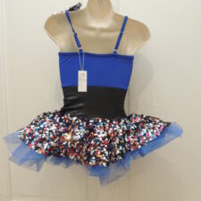 Royal blue and black sequin tutu with zip front