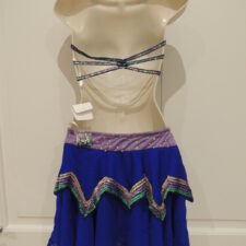 Lavender and blue sequin applique crop top and silk skirt