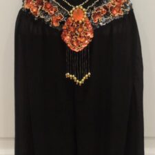 Black and orange harem sparkle crop top and trousers