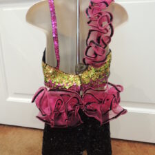 Gold, pink and black super sequined crop top and shorts