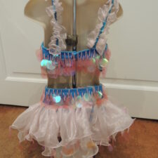 Pale pink and blue crop top and tutu skirt and iridescent disc sparkles