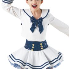 Navy and white sailor / trousers or skirt / and leotard top and hat