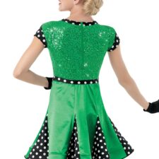 Green and polka dot retro skirted leotard