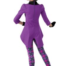 Purple and plaid unitard with attached jacket and hat / Mad Hatter