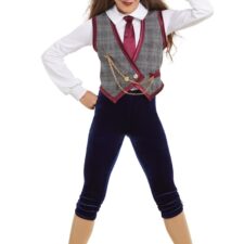 Mad Hatter-inspired plaid waistcoat and shirt and attached velvet leggings