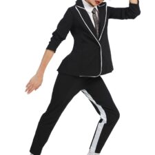 Black and white unitard and jacket with hat