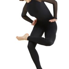 Catsuit with mesh sleeves