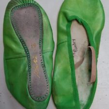 Green satin ballet shoes