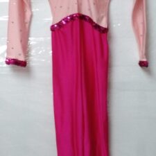 Pale and hot pink catsuit with sequin trim
