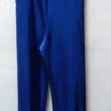 Bright blue metallic jumpsuit with flared legs