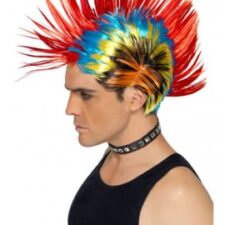 Street Punk rainbow mohawk wig