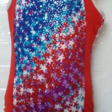 Red, white and blue leotard with metallic stars