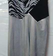 Black and silver zebra print metallic catsuit