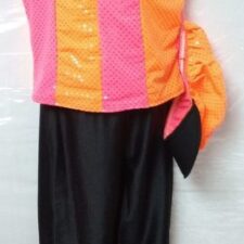 Pink and orange top and capri trousers with cap