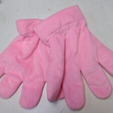 Pink furry oversized gloves