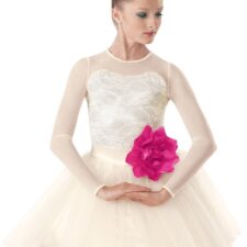 Ivory lace tutu with hot pink flower
