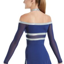 Long sleeve skirted leotard with metallic piping