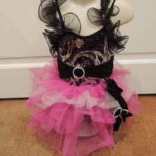Black and pink tutu with multi layered skirt and ruffle straps