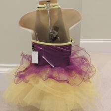 Purple and yellow tutu with v-neck sparkle bodice