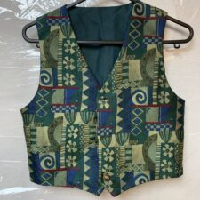 Blue and green patterned waistcoat