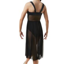 Black skirted leotard with corset style top and long skirt