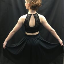 Lycra and lace crop top and skirt
